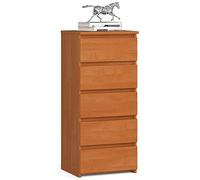 Home Collective Commode à 5 tiroirs, pour chambre à coucher, couloir, salon, organiseur, avec tiroirs, 40 cm de large, 92 cm de haut, en aulne, multi-usages, étroite