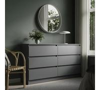 Home Collective Commode à 6 tiroirs - Commode en bois avec tiroirs - Buffet haut - Pour chambre à coucher, salon, couloir, bureau - Organiseur - 140 x 35 x 78 cm - Anthracite