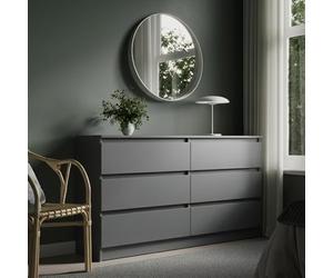 Home Collective Commode à 6 tiroirs - Commode en Bois avec tiroirs - Buffet Haut - pour Chambre à Coucher, Salon, Couloir, Bureau - Organiseur - 140 x 35 x 78 cm - Anthracite