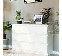 Home Collective Commode à 6 tiroirs - En bois - Commode avec tiroirs - Buffet haut - Pour chambre à coucher, salon, couloir, bureau - Organiseur - 120 x 30 x 77 cm - Blanc