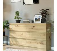 Home Collective Commode à 6 tiroirs - En bois - Commode avec tiroirs - Buffet haut - Pour chambre à coucher, salon, couloir, bureau - Organiseur - 138 x 31 x 76 cm - Artisan