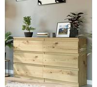Home Collective Commode à 6 tiroirs - En bois - Commode avec tiroirs - Buffet haut - Pour chambre à coucher, salon, couloir, bureau - Organiseur - 120 x 30 x 77 cm - Artisan