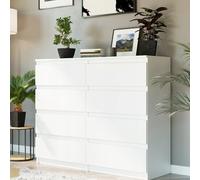 Home Collective Commode à 8 tiroirs - En bois - Commode avec tiroirs - Buffet haut - Pour chambre à coucher, salon, couloir, bureau - Organiseur - 120 x 40 x 98 cm - Blanc