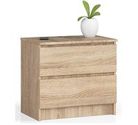 Home Collective Commode à deux tiroirs, élégante, pour intérieur minimaliste, 60 x 40 x 55 cm, pour salon, chambre à coucher, couloir, armoire, buffet, grand espace de rangement, sonoma