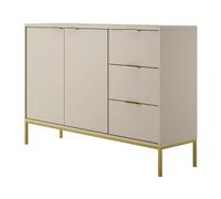 Home Collective Commode avec 3 tiroirs et 2 placards, buffet moderne, cadre en acier, cachemire/doré