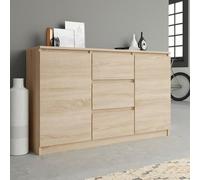 Home Collective Commode avec 3 tiroirs et 2 Portes 120x75x30 cm (L/H/P) étroite en Blanc, Highboard Sideboard Armoire Multi-Usage Armoire Chambre à Coucher