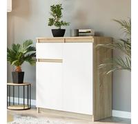 Home Collective Commode avec tiroirs - Panneaux en bois laminé robuste avec bords en PVC - 80,4 x 40 x 98 cm (l x p x h) - Blanc sonoma