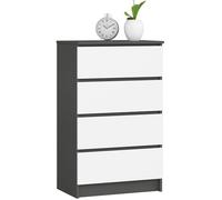 Home Collective Commode blanc graphite avec 4 tiroirs spacieux, 60 cm de large, 99 cm de haut, commode pour chambre à coucher, couloir, salon, organiseur avec tiroirs, buffet haut en bois, armoire