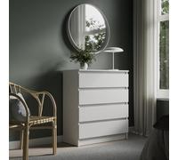 Home Collective Commode Blanche 76 cm avec 4 tiroirs, Meuble de Rangement étroit, Buffet Haut,Chambre à Coucher, Salon, Couloir, Bureau, Dimensions 76 x 87 cm (LxH)
