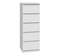 Home Collective Commode Blanche avec Cinq tiroirs, Chambre à Coucher Couloir Table de Nuit, Armoire, Sideboard, highboard, Largeur 40 cm Hauteur 111cm