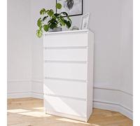 Home Collective Commode Blanche avec Cinq tiroirs, Chambre à Coucher Couloir Table de Nuit, Armoire, Sideboard, highboard, Largeur 60 cm Hauteur 112cm