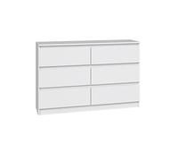 Home Collective Commode Blanche avec Six tiroirs, Chambre à Coucher Couloir, Armoire, Sideboard, highboard, Largeur 120 cm Hauteur 75cm