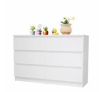Home Collective Commode Blanche avec Six tiroirs, Couloir, Armoire, Buffet, Haute-Board, Largeur 120 cm, Hauteur 77 cm
