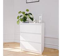 Home Collective Commode Blanche avec Trois tiroirs, Chambre à Coucher Couloir Petite Table de Nuit, Armoire, Sideboard, highboard, Largeur 60 cm Hauteur 77cm