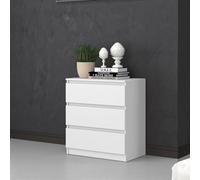 Home Collective Commode Blanche avec Trois tiroirs, Chambre à Coucher Couloir Petite Table de Nuit, Armoire, Sideboard, highboard, Largeur 70 cm Hauteur 75cm