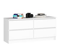 Home Collective Commode blanche de 120 cm de large avec 4 tiroirs, chambre et salon, polyvalente pour couloir et chambre d'enfant
