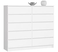 Home Collective Commode Blanche de 140 cm de Large avec 10 tiroirs, Chambre à Coucher et Salon, Polyvalente pour l'entrée et la Chambre d'enfant