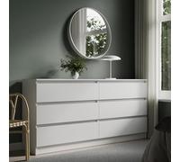 Home Collective Commode - Buffet à 6 tiroirs - Grand espace de rangement avec 6 tiroirs de 160 cm de large - Pour chambre à coucher, couloir, penderie - Organiseur - 160 x 77,5 x 35 cm - Blanc