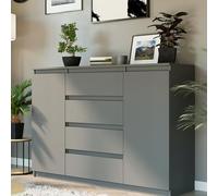 Home Collective Commode - Commode - Avec 2 portes et 4 tiroirs - Moderne et spacieux - 139 x 40 x 98 cm (l x p x h) - Anthracite