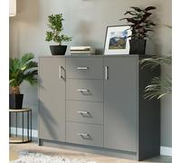 Home Collective Commode Couloir, commodes, Commode Chambre | avec 2 Portes & 4 tiroirs | Haute qualité & Fonctionnel | 110x35x85 cm (LxPxH) | Anthracite