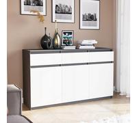 Home Collective Commode de couloir, commode, commode de chambre à coucher, avec 3 portes et 3 tiroirs, spacieuse et facile d'entretien, 120 x 40 x 98 cm (l x p x h), mélange anthracite et blanc