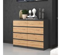 Home Collective Commode, entrée de Chambre, Armoire, Buffet, highboard avec 8 tiroirs, Largeur 120 cm Hauteur 97 | Anthracite Artisan
