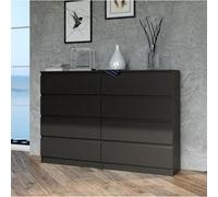 Home Collective Commode, entrée de Chambre, Armoire, Sideboard, highboard avec 8 tiroirs, Largeur 140 cm Hauteur 97 | Noir