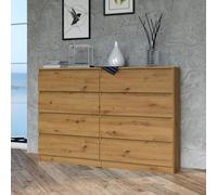 Home Collective Commode, entrée de Chambre, Armoire, Sideboard, highboard avec 8 tiroirs, Largeur 140 cm Hauteur 97 | Artisan
