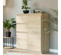 Home Collective Commode étroite pour couloir, chambre à coucher, avec 2 portes et 2 tiroirs, facile d'entretien et stable, 80 x 40 x 98 cm (l x p x h) Sonoma