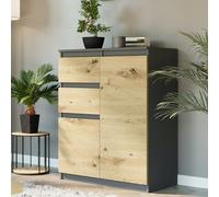 Home Collective Commode étroite pour couloir, chambre à coucher, commode, avec 2 portes et 2 tiroirs, facile d'entretien et stable, 80 x 40 x 98 cm (l x p x h), anthracite Mix Artisan