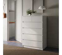 Home Collective - Commode Highboard avec Tiroirs | 6 Tiroirs | Grand Espace de Rangement | Chiffonnier pour Chambre, Salon, Couloir, Bureau | Organiseur de Rangement | 80 x 120 x 50 cm | Blanc