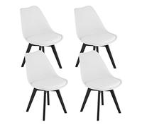 Home Collective Ensemble de 4 chaises de Salle à Manger, chaises de Salon, 4X Blanches avec Pieds en Bois Massif Noir, chaises Coque Confortables et Stables