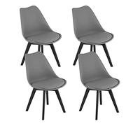 Home Collective Ensemble de 4 chaises de Salle à Manger, chaises de Salon, 4X Gris Graphite avec Pieds en Bois Massif Noir, chaises Coque Confortables et Stables