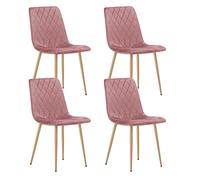 Home Collective Ensemble de 4 chaises rembourrées, chaises de Salle à Manger, chaises de Salon, Rembourrage, Motif à Carreaux élégant, 4X Rose avec Pieds dorés