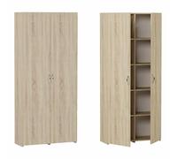 Home Collective Étagère de 80 cm de large, avec portes, bibliothèque à 2 portes, 8 étagères, fonctionnelle et moderne, 80 x 30 x 180 cm, Sonoma