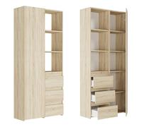 Home Collective Étagère en bois avec porte, design moderne avec 3 tiroirs et 2 étagères, aspect bois robuste, pour bureau ou chambre, 80 x 30 x 180 cm (l x p x h), Sonoma