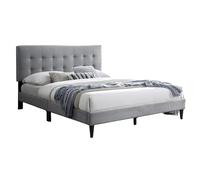 Home Collective Lit 140 x 200 cm/ 160x200 cm lit rembourré avec sommier à Lattes, lit Double avec revêtement Doux et tête de lit rembourrée avec matelassage Cadre Robuste, Gris 140 x 200 cm