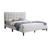 Lit adulte 140x200/160x200 cm - Lit rembourré avec sommier - Lit double 200x140cm - Tête de lit matelassée - Tissu 250 g/m² - Beige