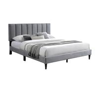 Lit adulte 140x200 / 160x200 cm- Lit rembourré avec sommier - Lit double 200x140cm - Tête de lit surpiquée - Tissu 250 g/m² - Gris