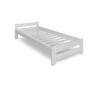 Home Collective Lit en bois 100 x 200 cm avec sommier à lattes, moderne lit simple en pin massif, classique, confortable et durable, Scandinave, tête de lit