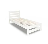 Home Collective Lit en bois 90 x 200 cm avec sommier à lattes, moderne, cadre de lit en pin massif, lit simple, classique, confortable et durable, scandinave, bohème, maison de campagne, tête de lit