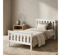 Home Collective lit en Bois Massif, pin, Simple/Double avec sommier et tête de lit | 90x200 120x200 140x200 160x200 | Chambre/ado/invités | 90x200 cm | Blanc