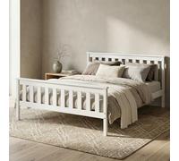 Home Collective lit en Bois Massif, pin, Simple/Double avec sommier et tête de lit | 90x200 120x200 140x200 160x200 | Chambre/ado/invités | 160x200 cm | Blanc