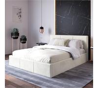 Home Collective Lit rembourré, avec espace de rangement, sommier à lattes rembourré avec tête de lit, lit à sommier tapissier, tiroir de lit avec vérins à gaz, cadre en métal, rembourrage en velours