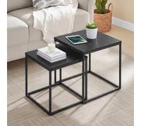 Home Collective Lot de 2 tables basses carrées - Design Loft - 2 en 1 - Surface résistante aux rayures - Pour salon - 50 cm et 45 cm de large - Noir avec pieds noirs
