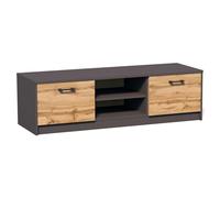 Home Collective Meuble TV Lowboard de 120 cm de Large avec Surface Mate Table TV avec 2 Portes et 1 étagère, en Panneau stratifié, Bord Arrondi et Rails à roulettes en métal Commode TV chêne Graphite