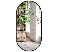 Home Collective Miroir ovale 80 x 40 cm avec cadre en aluminium laqué noir pour salle de bain, couloir et salon, style loft industriel, design polyvalent, durable