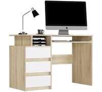 Home Collective Sonoma Mix Bureau d'angle avec espace de rangement, bureau d'ordinateur avec tiroirs, 3 tiroirs, plateau pour clavier, dimensions ergonomiques, 114 x 50 x 76 cm (l x p x h)