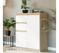 Home Collective Sonoma Mix Commode étroite pour couloir, chambre à coucher, avec 2 portes et 2 tiroirs, facile d'entretien et stable, 80 x 40 x 98 cm (l x p x h)