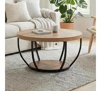 Home Collective Table basse ronde - Diamètre : 80 cm - Table d'appoint moderne avec 2 étagères - Table de salon avec structure en métal de 46 mm - Plateau de table de 46 mm - Table d'appoint idéale